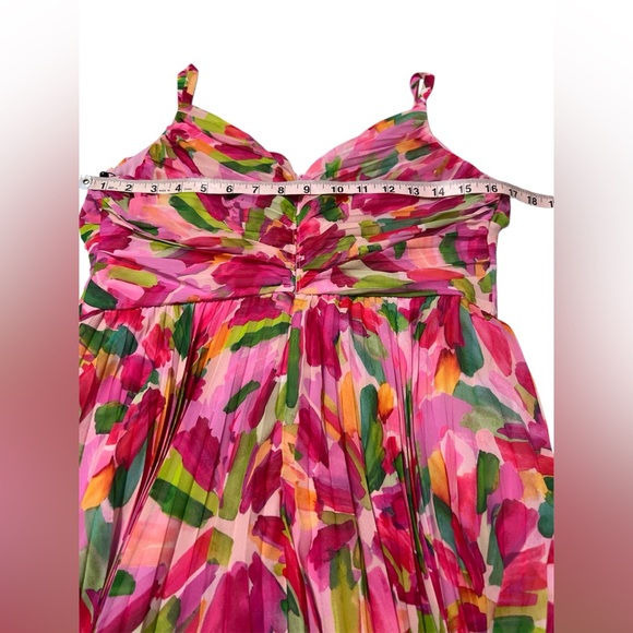 NWT Adrianna Papell Sz 8 Floral Pleated Midi Dress Sleeveless Cocktail Party - Picture 9 of 11